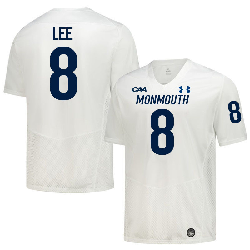 Monmouth Hawks #8 Deuce Lee College Football Jerseys,Uniforms-White